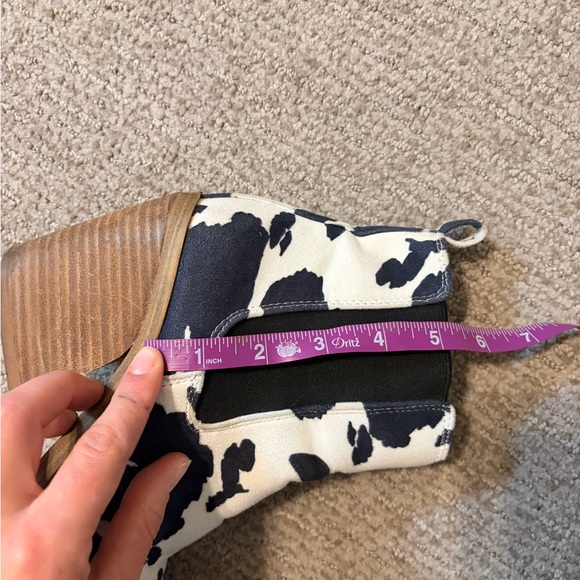 Womens cowprint Ankle block heel Boots - Picture 7 of 7
